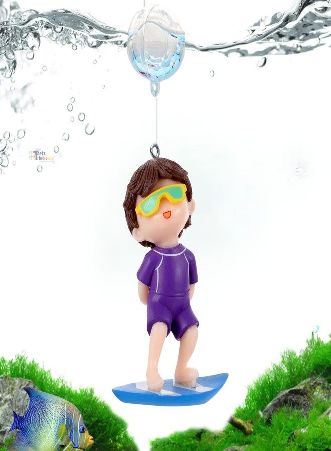 VAYINATO® Floating Fish Tank Decoration Cute Cartoon Aquarium Ornament Safe and Portable Suitable for Large Medium Small Fish Tank (Surfer boy) by Petzlifeworld - Image 1